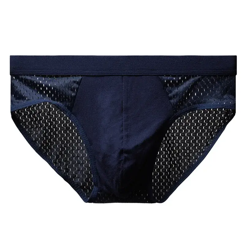 Sous-vêtements pour hommes, culotte triangulaire fine et respirante, slip en soie glacée, en maille, pantalon d'angle carré Sexy pour hommes