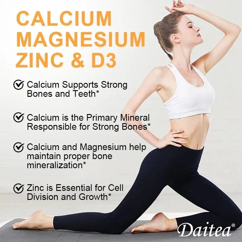 Daitea Calcium Magnesium Zinc Capsules Vitamin D3 helps support bones teeth heart and enhance immune system function.