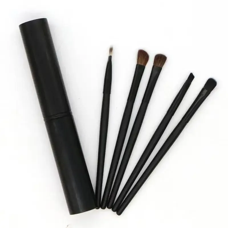 5pcs pincel de delineador com tubo de armazenamento pincéis de maquiagem para os olhos conjunto pincel de sombra macio pincel para manchas