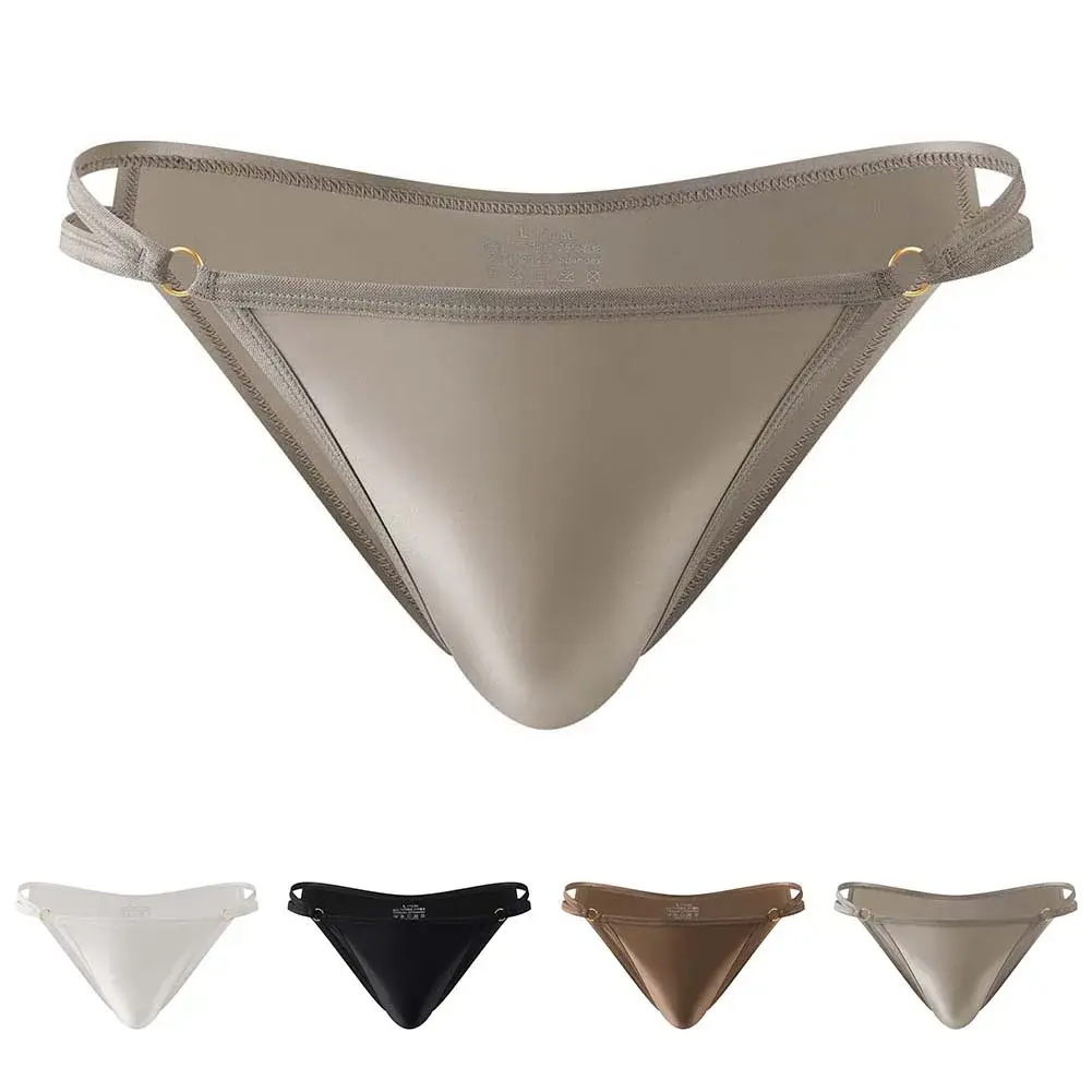 Men\'s Shiny Satin Low Rise Briefs Half Wrapped Buttocks U Shaped Pouch Comfort Underwear Stretch Fabric Size M 2XL — image 2