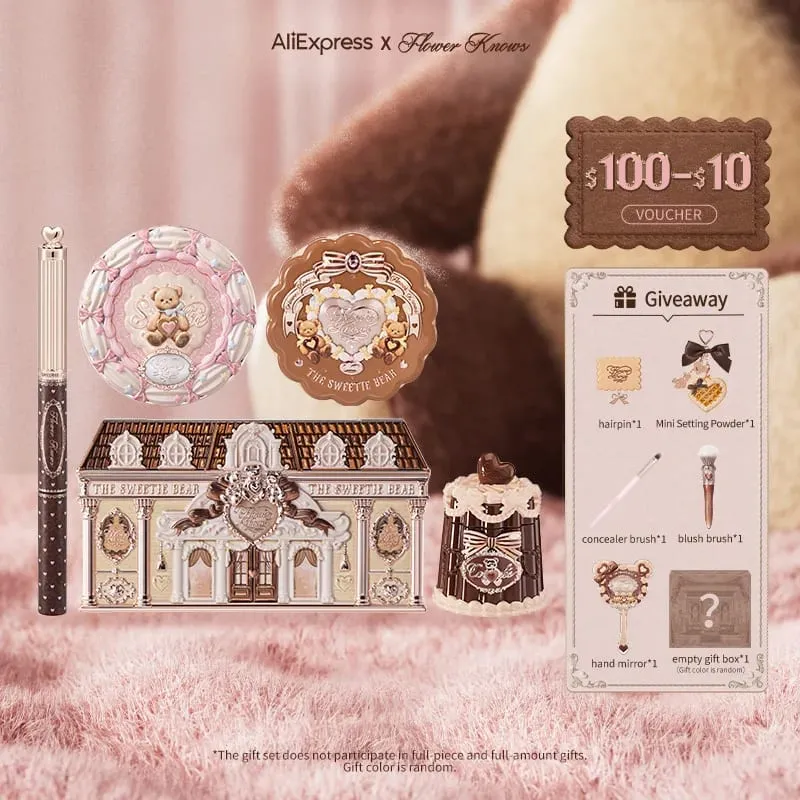 Το σετ δώρου μακιγιάζ Flower Knows The Sweetie Bear Collection περιλαμβάνει σκαφάκι ματιών+ζελέ για χείλη+μολύβι φρυδιών+κονσίλερ+ρουζ — image 2