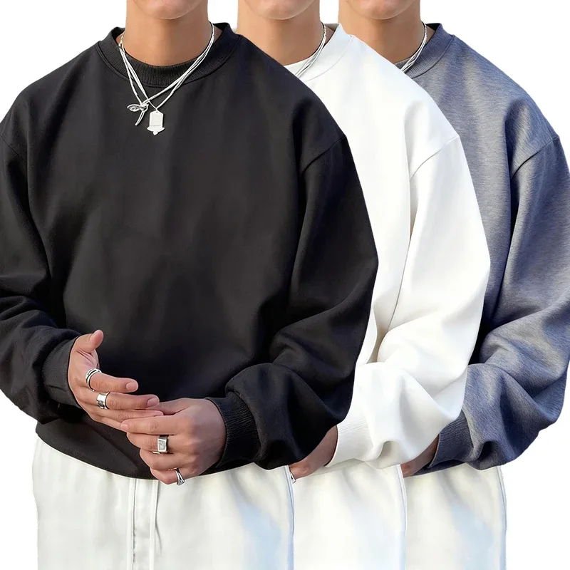 Pánský fleece podzimní top Street univerzální svetry Pohodlné základy Mikiny Sport Neformální Sportovní oblečení Denní měkké oblečení — image 2