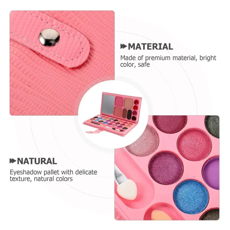Σετ μακιγιάζ 33 χρωμάτων Eye Shadow Powder Blush Lipstick Διαρκής Καλλυντικά Μακιγιάζ με Καθρέφτη Φορητή παλέτα ταξιδιού για αρχάριους — image 6