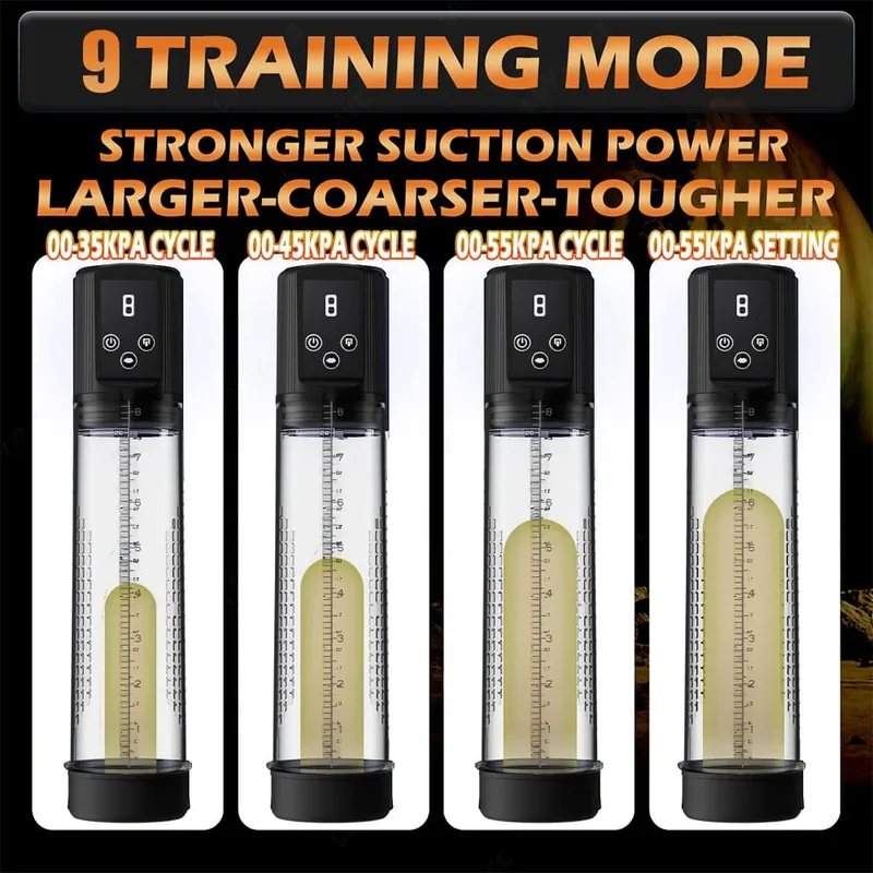 Electric Penis Enlarge Vacuum Pump Adult Sex Toys for Men Dick Erection 9 Pressure Pocket Pussy Rechargeable Male Masturbator