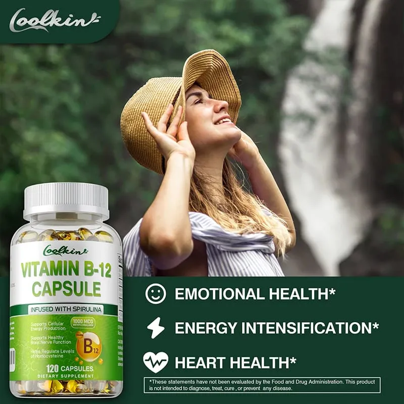 Vitamin B12 Capsules - Methylcobalamin Supplement for Mind Energy Brain Mood Heart Support