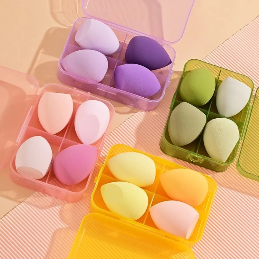 4 pçs beleza pro fundação cosméticos puff conjunto seco molhado utilizável ferramenta de maquiagem pincéis mágicos com caixa esponja pó maquiagem — image 5