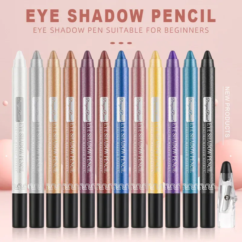 12Colors Glitter Eyeshadow Pen μακράς διαρκείας Matte Eye Shadow Palette Shiny highlighter Silver Purple Eyeliner Pencil Cosmetics