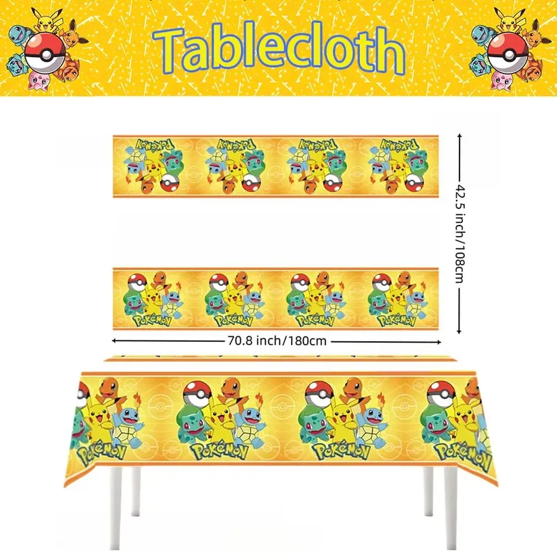 1/10 יחידות פוקימון קישוט יום הולדת מפת שולחן חד פעמית פיקאצ'ו כיסוי שולחן לילדים מתנות יום הולדת ציוד למקלחת — image 8