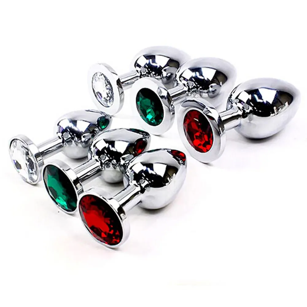 פטיט קריסטל נירוסטה כסף Butt Plug עמיד למים בסיס עגול מתרחב חם מוצרי סקס מאהב זוגות — image 4