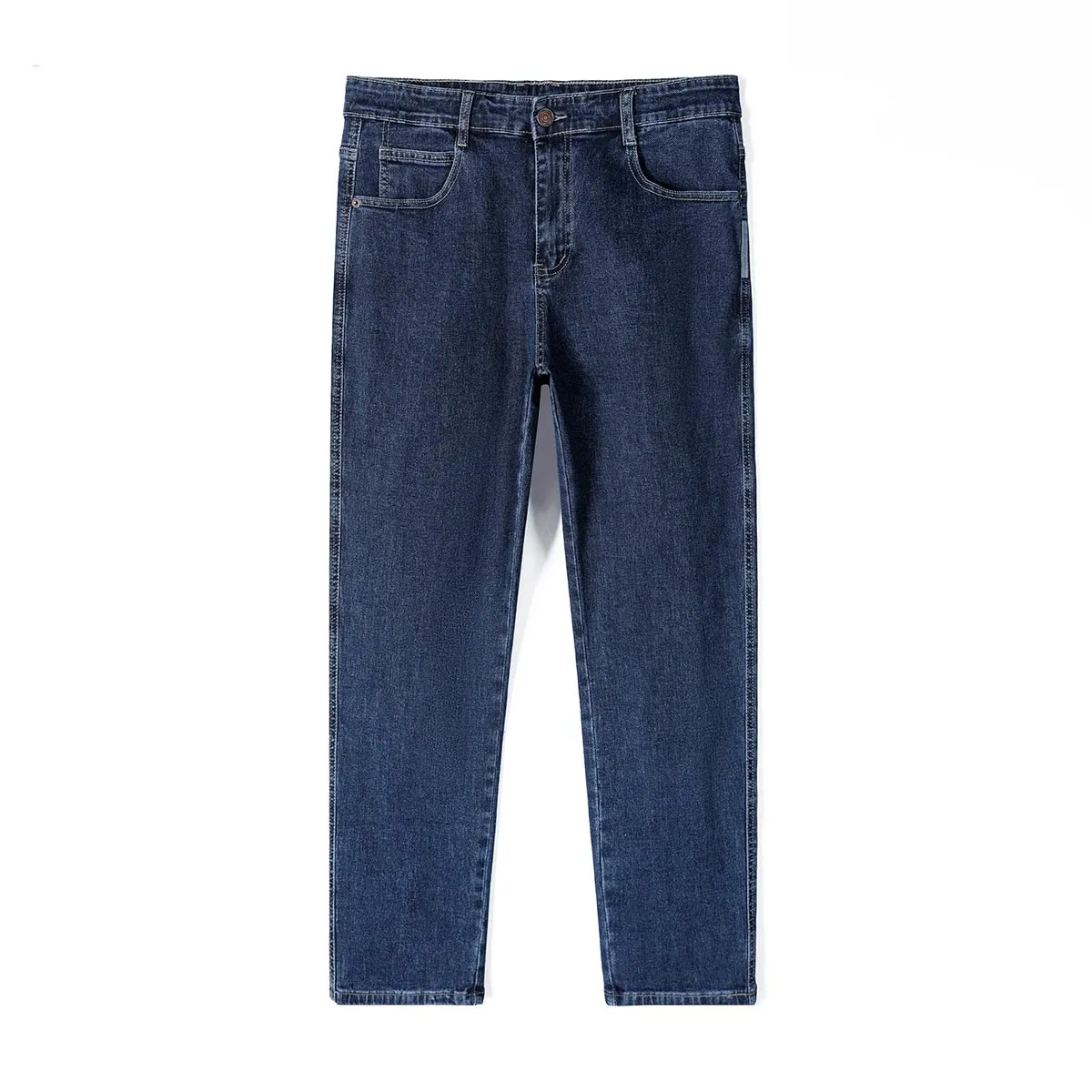Men's Baggy Straight Leg Jeans Casual Stretch Denim 9-Length Comfortable Loose Trousers Spring Autumn Versatile Wide-Leg Pants — image 2