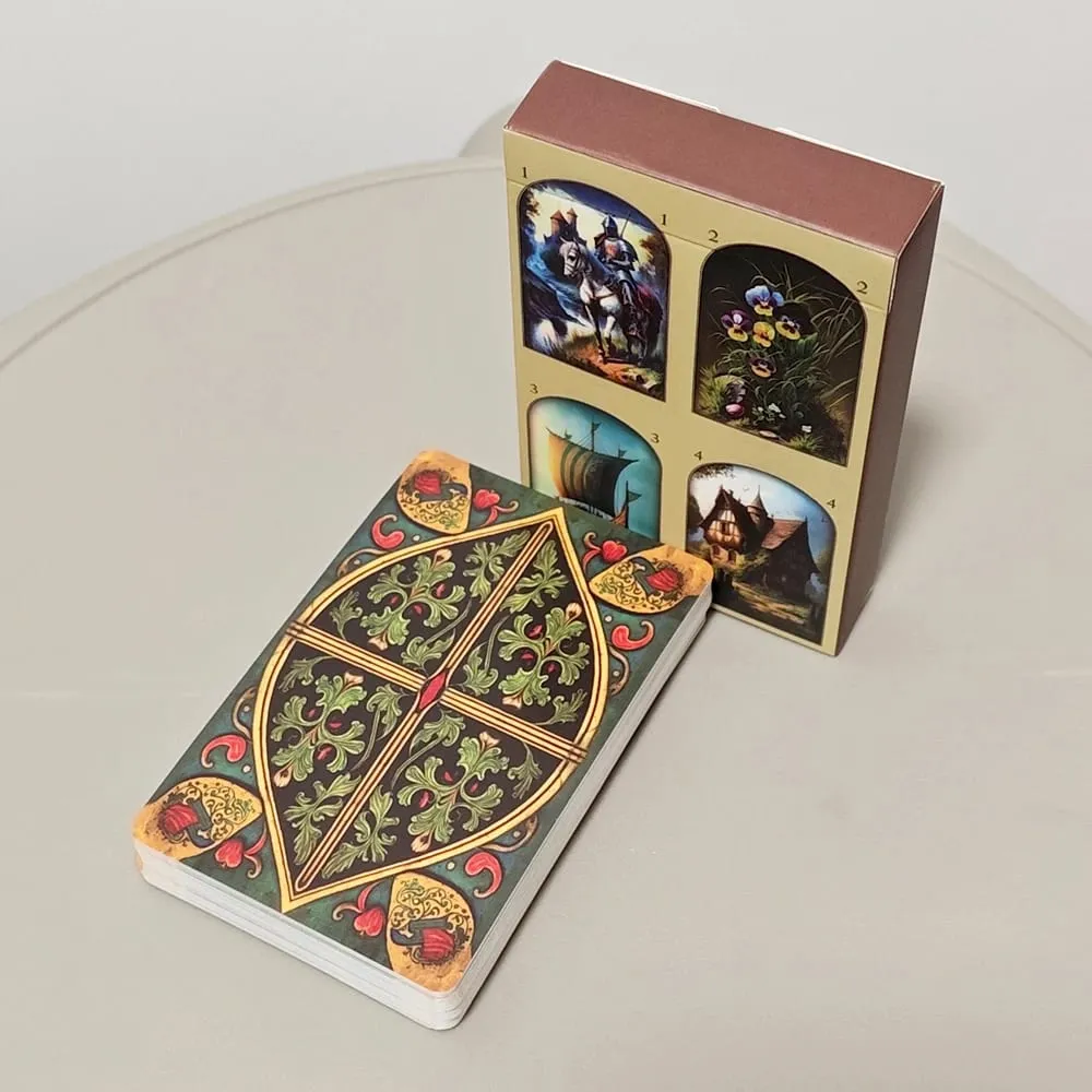 Τυπωμένο σε 350GSM διπλό ανάγλυφο Cardstock Medieval Lenormand Oracle Deck 9*6cm 36 Pcs Cards — image 3