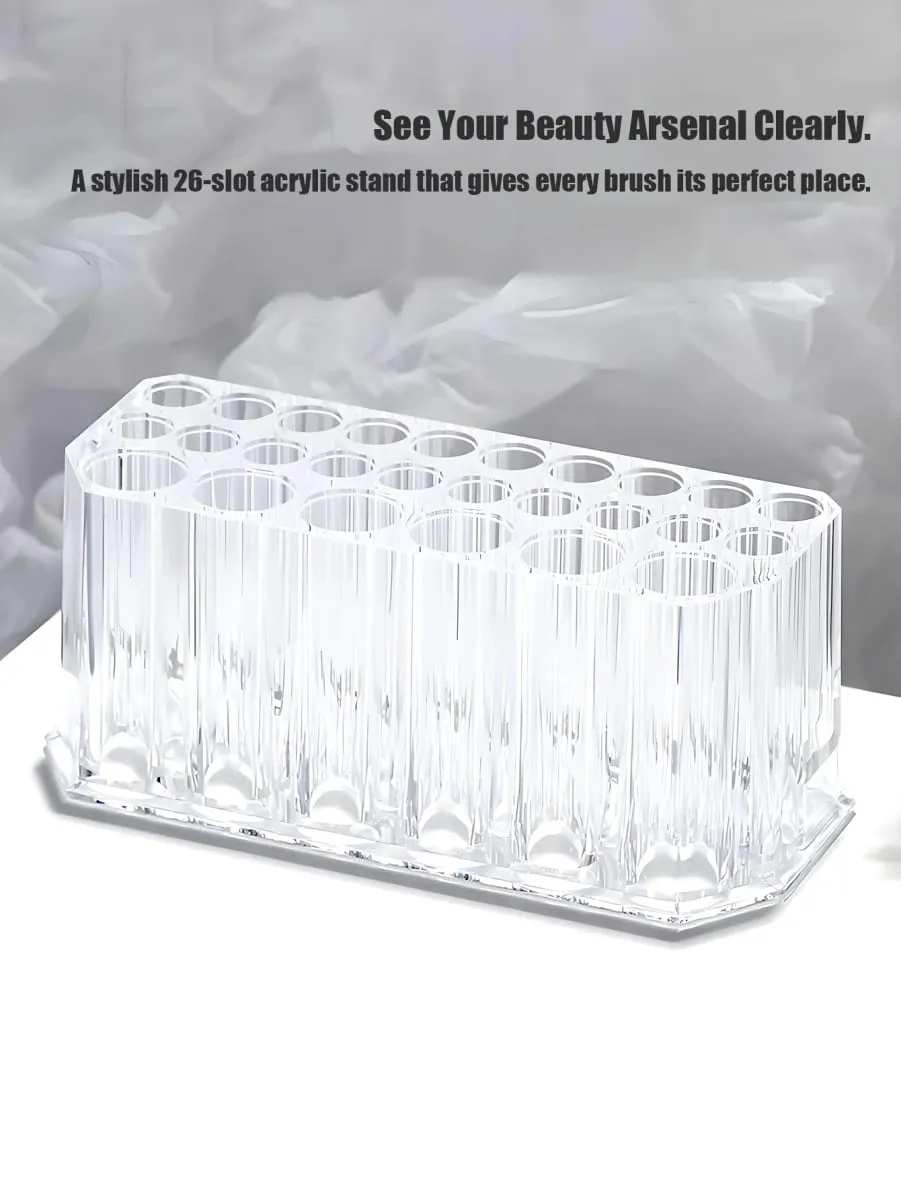 Βάση βούρτσας 1 τμχ Clear Acrylic με 26 τρύπες Πολυλειτουργική θήκη για πινέλο μακιγιάζ για εργαλεία Nail Art και βούρτσες καλλυντικών — image 4