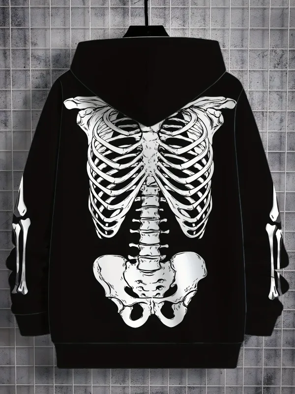 Sudaderas con capucha para hombre, sudadera con estampado de esqueleto en 3D, ropa deportiva con cordón, camisetas de manga larga, jersey de calle, ropa para hombre