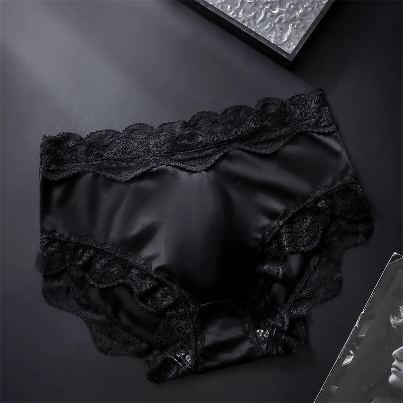adults 18 plus Satin Sexy men's underwea lace 3D pocket cuecas masculino bow calzoncillos hombre elasticity sexys shopping tøy — image 5