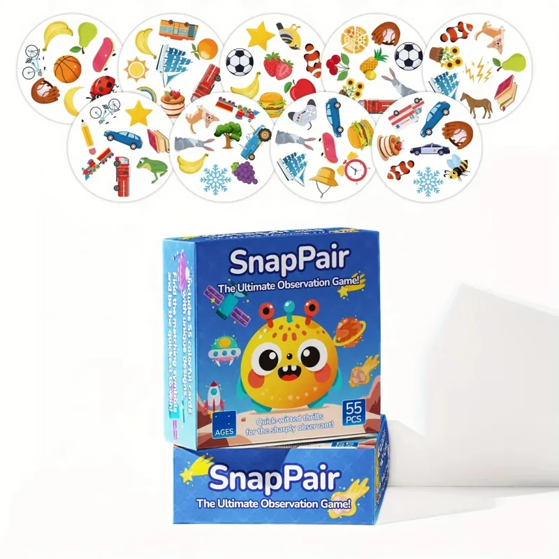 《Snappair: το απόλυτο επιτραπέζιο παιχνίδι αντιστοίχισης παρατήρησης με 55 κάρτες》Επιτραπέζιο παιχνίδι καρτών Ιδανικό για δώρο οικογενειακών συγκεντρώσεων