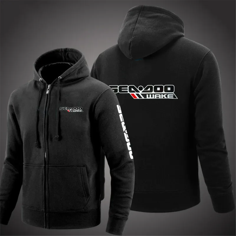 Sea Doo Seadoo Moto 2023 masculino novo mangas compridas algodão cor sólida zíper casais com capuz moletom personalizado tops elegantes