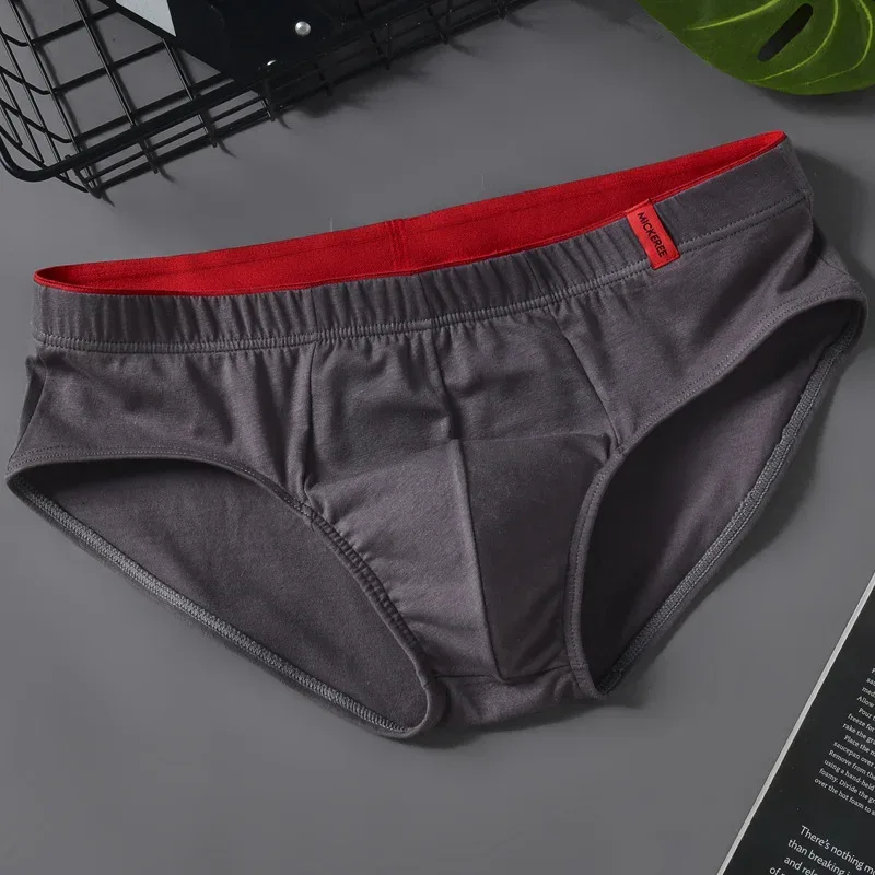 Men Briefs Solid Color Cotton Youth Briefs Waist Comfortable Sexy Explosion Trend Breathable Underwear Sissy Panties — image 17