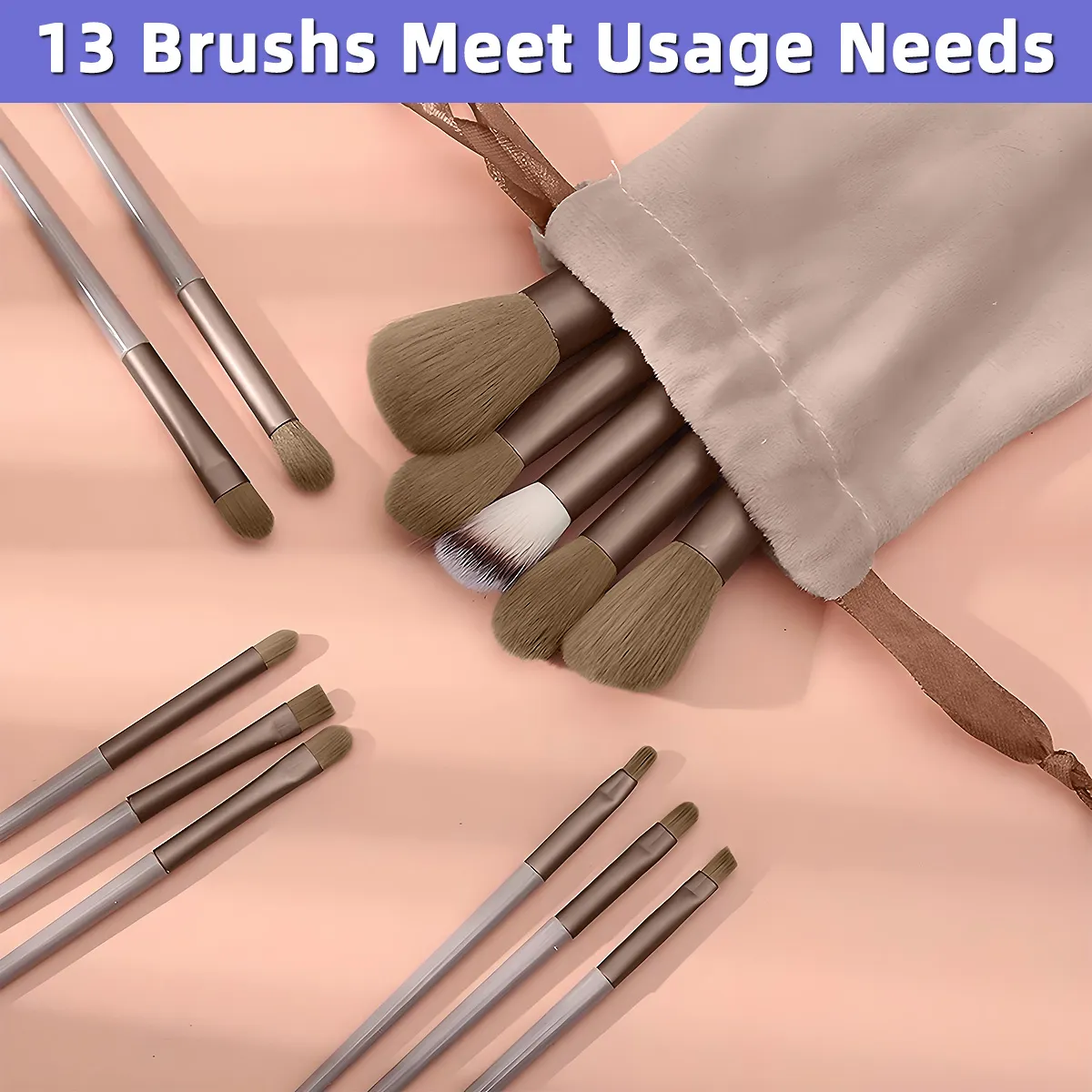 13 Pçs/set Pincéis de Maquiagem Conjunto de Fibra Sintética Macia Pincéis Cosméticos Para Rosto Olhos Fundação Blush Sombra Com Bolsa De Armazenamento