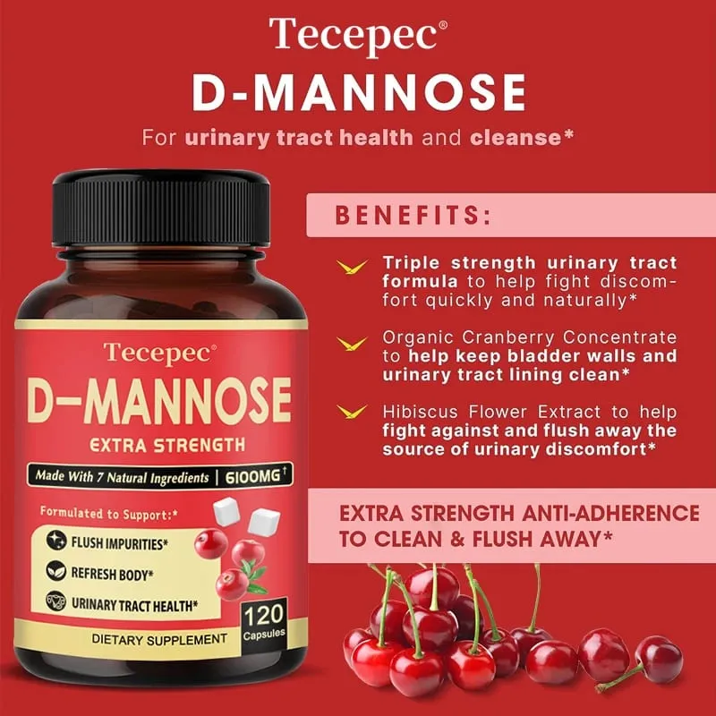 D-Mannose - Suplemento Orgânico de Cranberry para Apoiar a Saúde do Trato Urinário e da Bexiga e Reduzir Infecções do Trato Urinário