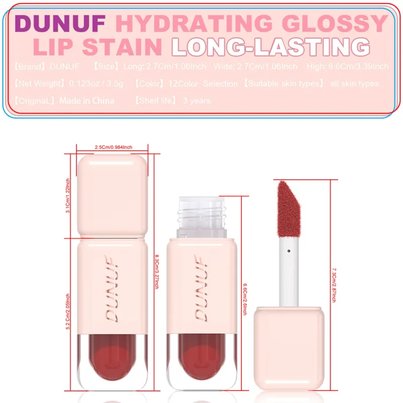 Glossy Lip Gloss Mirror Water Lip Tint Long Lasting Non-sticky Cup Liquid Lipstick Moisturizing Nude Red Brown Lip Makeup