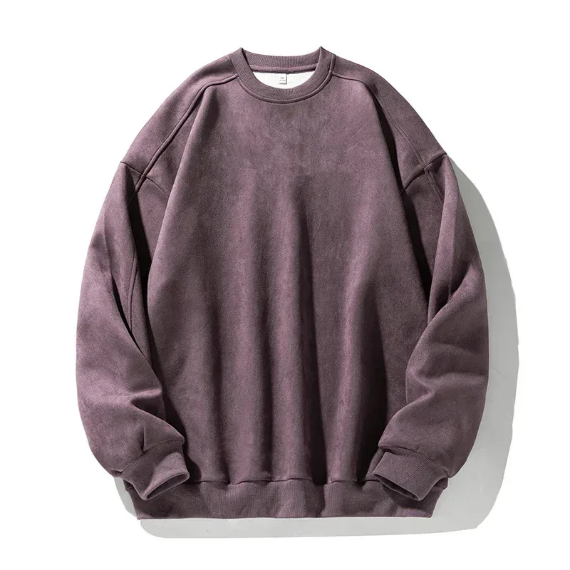Marca roxo moletom mans camurça o pescoço outono inverno baggy moletom masculino casual manga longa 2026 novos topos masculinos