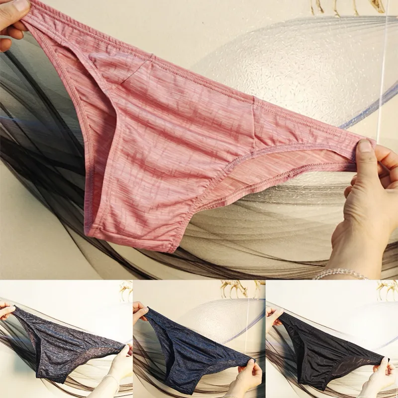 Breathable Briefs Ice Silk Underwear Casual Wear Black Jacquard Design For Daily Wear Breathable Jacquard Underwear For Men — image 7