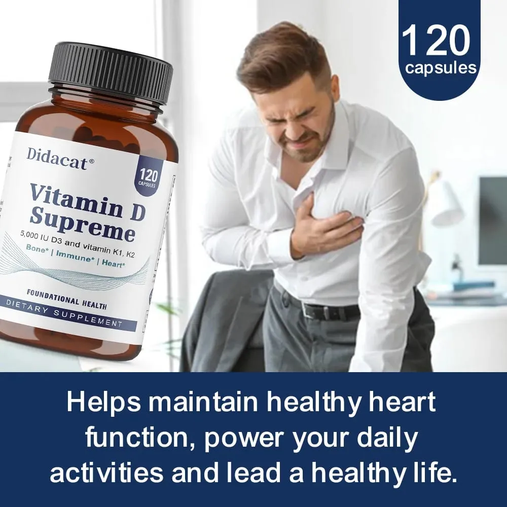 Vitamin D Supreme 5000 IU - Support Immune System + Bone Health - Gluten Free Vitamin D3 Supplement with Vitamin K — image 5