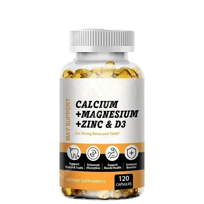 Ασβέστιο Magnesium Zinc Softgels Υποστήριξη οστών και δοντιών Συμπλήρωμα βιταμίνης D3 που υποστηρίζει την υγεία των μυών και την ανοσολογική λειτουργία 120 κάψουλες