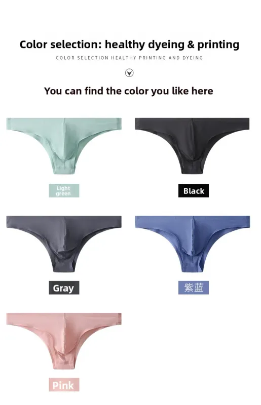 Half Hip Small Triangle Men's Underwear Low Waist Sexy Young Men Ice Silk Seamless Briefs Summer Lightweight Breathable Panties — image 9