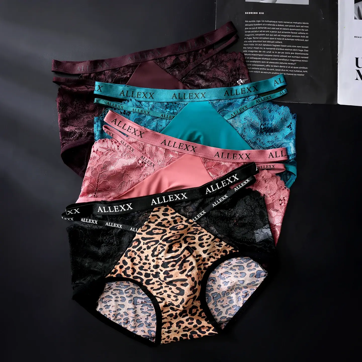 Male Glossy Satin Triangle Briefs Floral Lace Mesh Splice High Waist Elastic Letter Band Soft Breathable Men Underwear