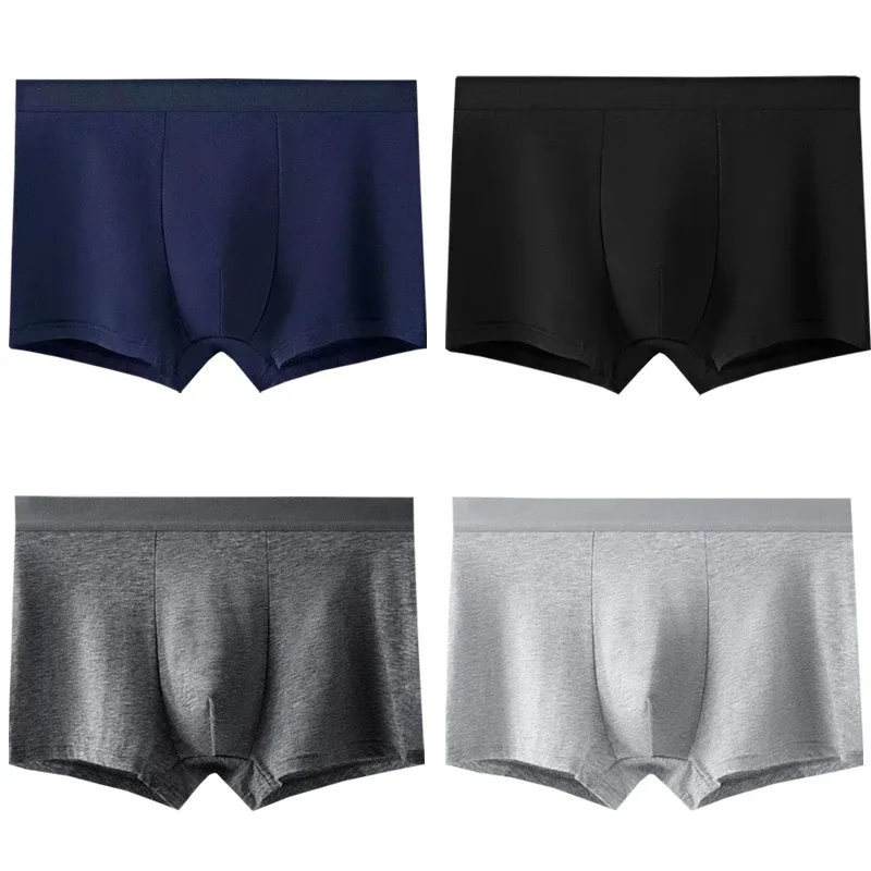 4pcs Cotton Men Boxer Shorts Male Underwear High Stretch Sexy Underpant Man Panties Plus Size L-4XL Mid Waist Breathable Brief