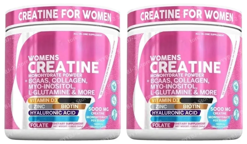 Γυναικεία μονοϋδρική κρεατίνη σε σκόνη 5000mg BCAA Multi-Collagen Biotin Vitamin D3 Tropical Orange Sports Nutrition 30 μερίδες — image 8