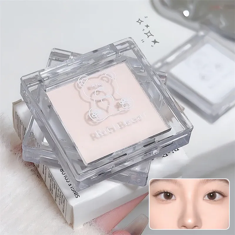 Matte Pure White Face Highlighter Palette Monochrome Pearly Jade Highlighter Eyeshadow Naturally Brightening Contouring Makeup — image 5