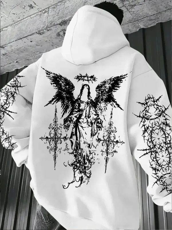 Sudaderas con capucha de estilo gótico con estampado de Ángel para hombre y mujer, sudadera informal de calle para exteriores, tendencia deportiva, sudadera de manga larga de Hip-hop para parejas, Otoño e Invierno — image 11