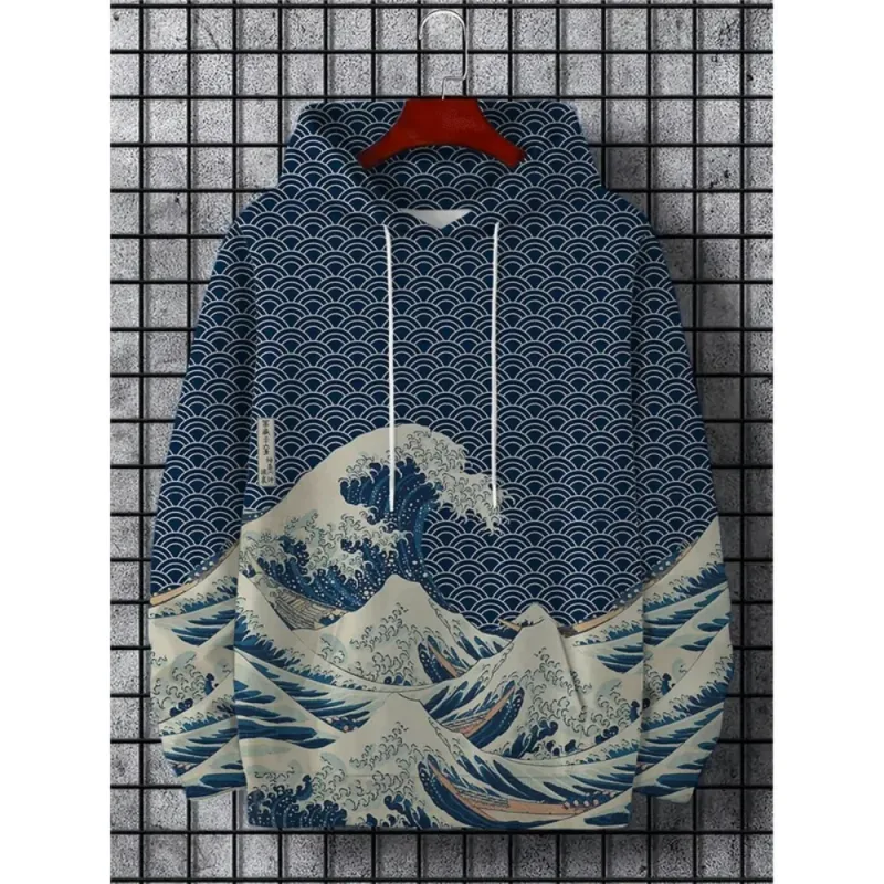 Fuji Mountain Lake Scenery Black Cat Graphic Sudadera con capucha para hombre — image 3