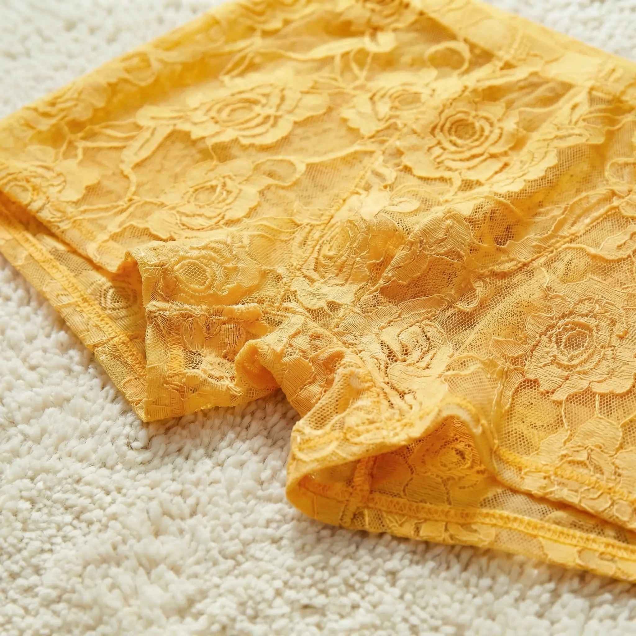 1Pc Men's Fashion New Design Sexy Lace Embroidery, High Elasticity Transparent Lace Flat Corner Underwear, Sexy, Ice Silk — image 12