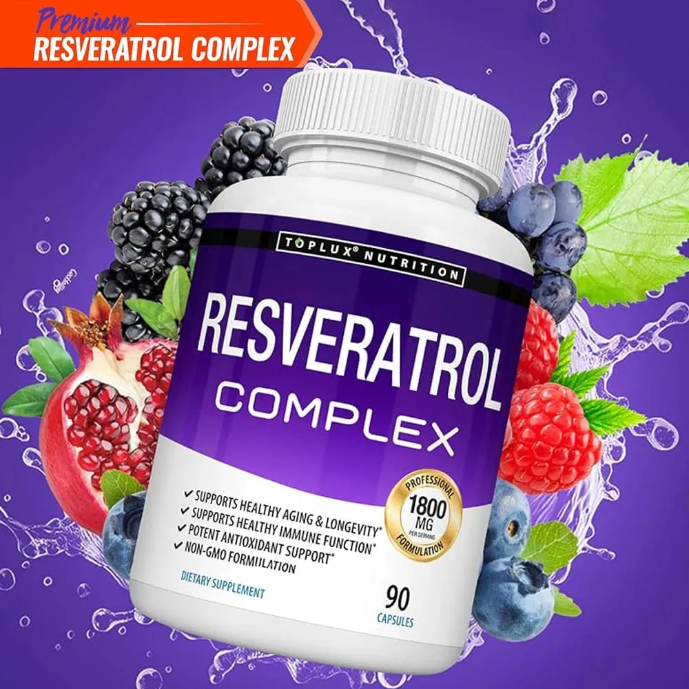 Resveratrol Complex - Trans Resveratrol Supplement with Grape Seed - Promote healthy aging immune system brain functio 90 pill — image 2