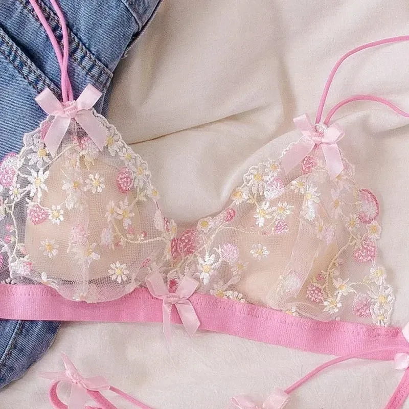 Σέξι δαντέλα Bralette Σετ για Γυναικεία Τρίγωνο Κύπελλο ασύρματα άνετα εσώρουχα — image 5