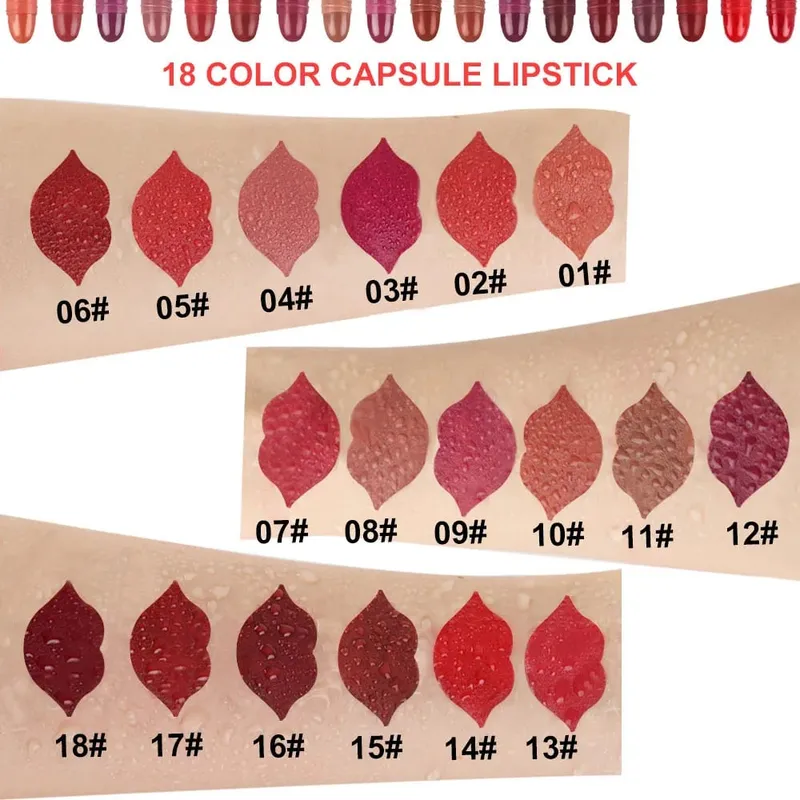 18Pcs/Set Matte Capsule Lipstick Set Color Fixing Lasting Waterproof Non-Stick Cup Mouth Nude Makeup Sexy Lips Solid Lip Gloss — image 5