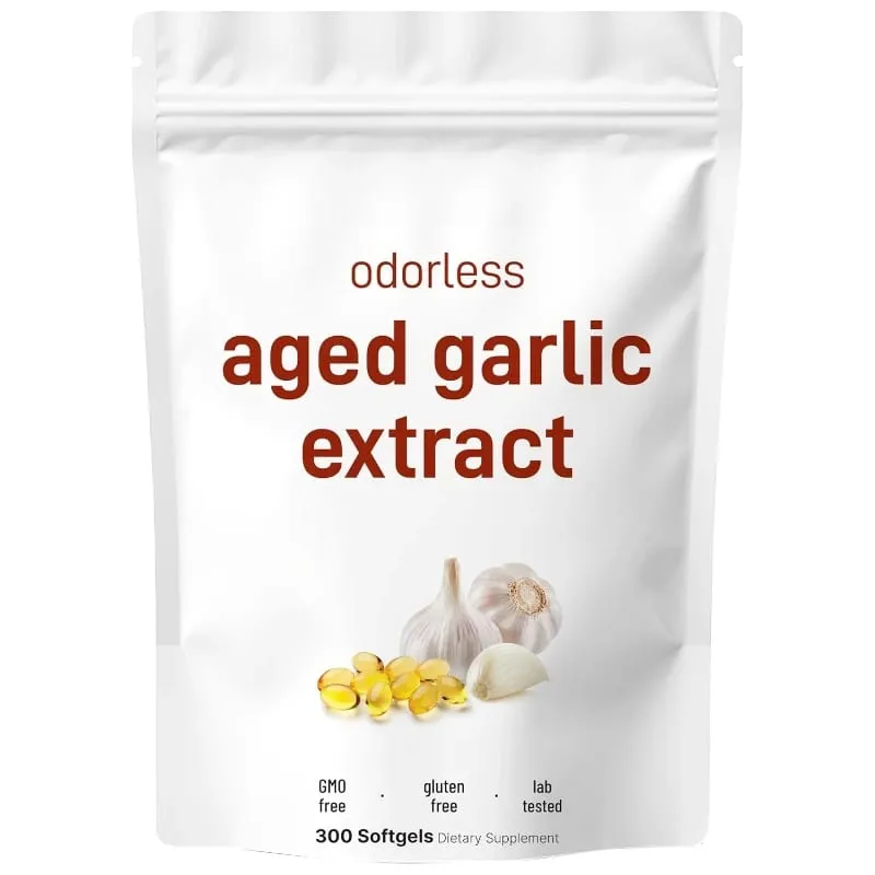 Odorless Garlic Oil Capsules 2 Years Aged Garlic Extract Natural Herbal Supplements Wirh Grown Allium Sativum Bulb 300 Softgels — image 8