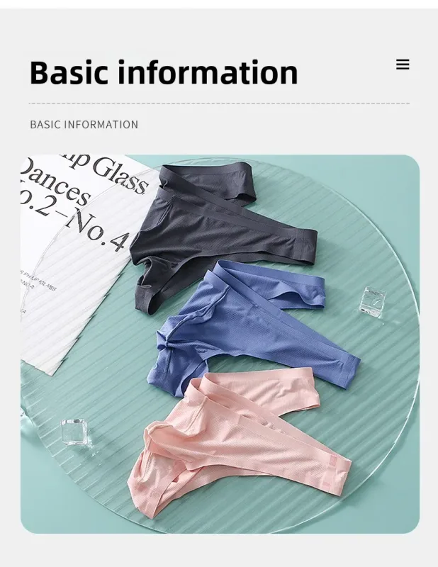 Half Hip Small Triangle Men's Underwear Low Waist Sexy Young Men Ice Silk Seamless Briefs Summer Lightweight Breathable Panties — image 7