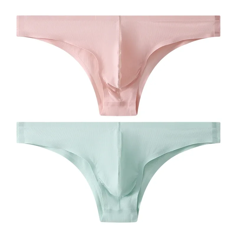 Half Hip Small Triangle Men's Underwear Low Waist Sexy Young Men Ice Silk Seamless Briefs Summer Lightweight Breathable Panties — image 24