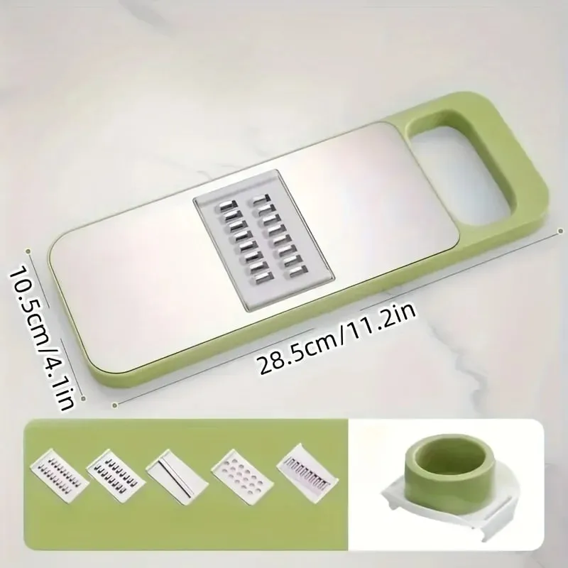 7pcs Stainless Steel Multi-Function Vegetable Slicer And Grater Set with Interchangeable Blades Manual Kitchen Gadget Tool Kit