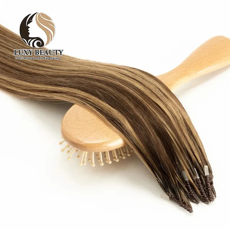 8D Micro Bead Human Hair Extensions Silicone Nano Ring Hair Extension Invisible Mini Silicon Beads Μαύρα καστανά ξανθά ανθρώπινα μαλλιά