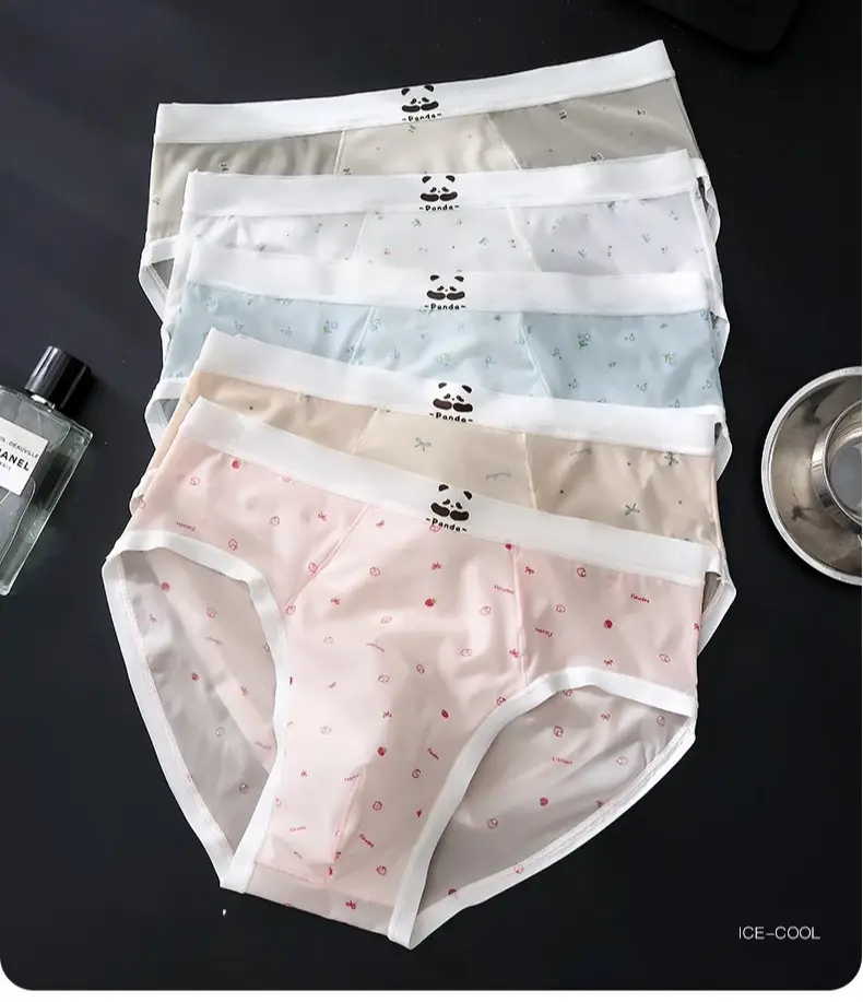 Summer Thin Ice Silk Sexy Men's Underwear Quick Drying Breathable Seamless Male Briefs Panda Cartoon Cute Men's Triangle Pants — image 1