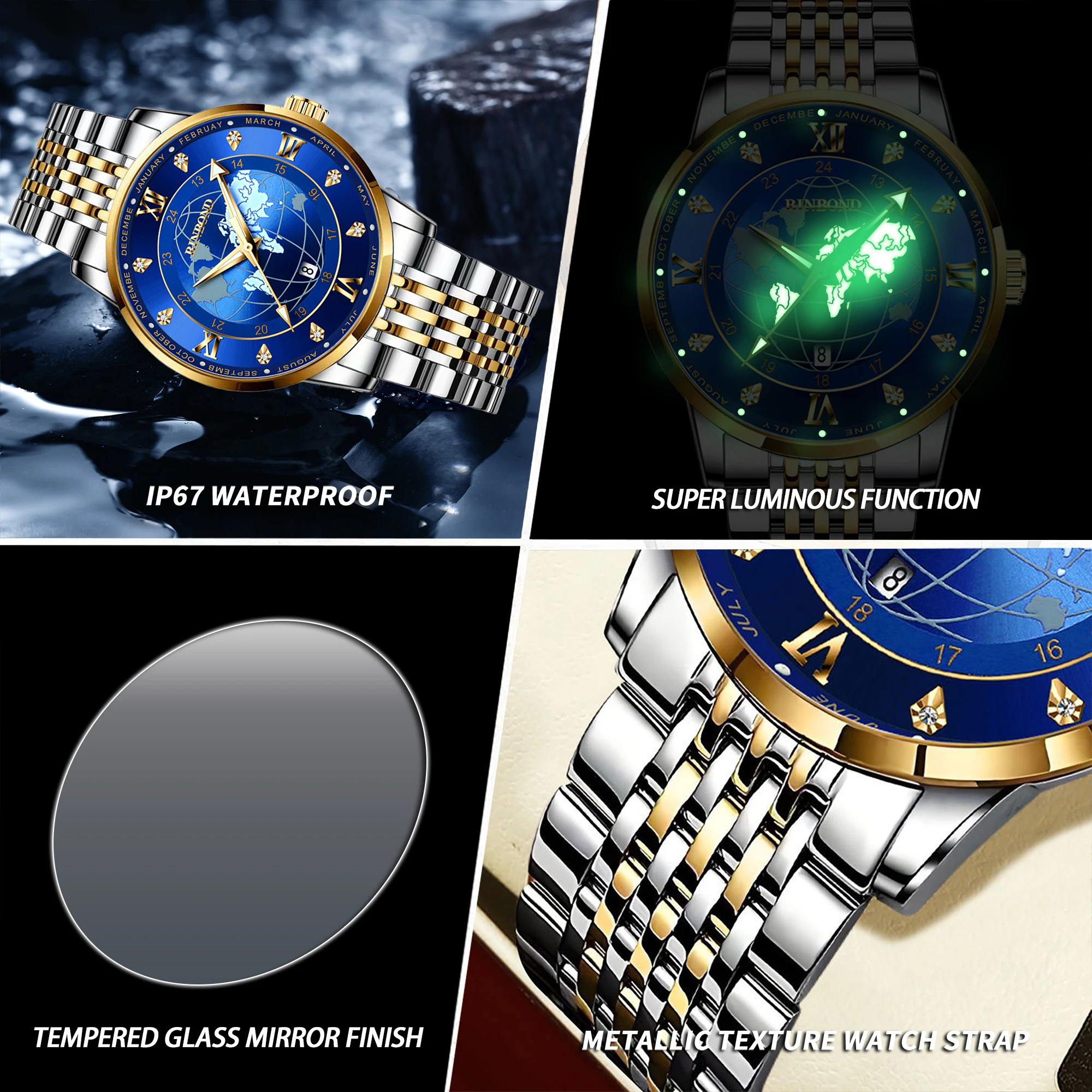 Original Stainless Steel Quartz Watches For Men Luxury Luminous Waterproof Men's Watch Reloj Hombre Wristwatch Mal Gift