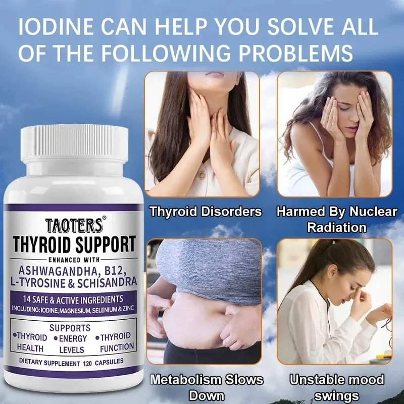 Thyroid Support with Iodine - 120 Capsules (Non-GMO)Energy & Focus & Boost Metabolism - Thyroid Health Supplement — image 6