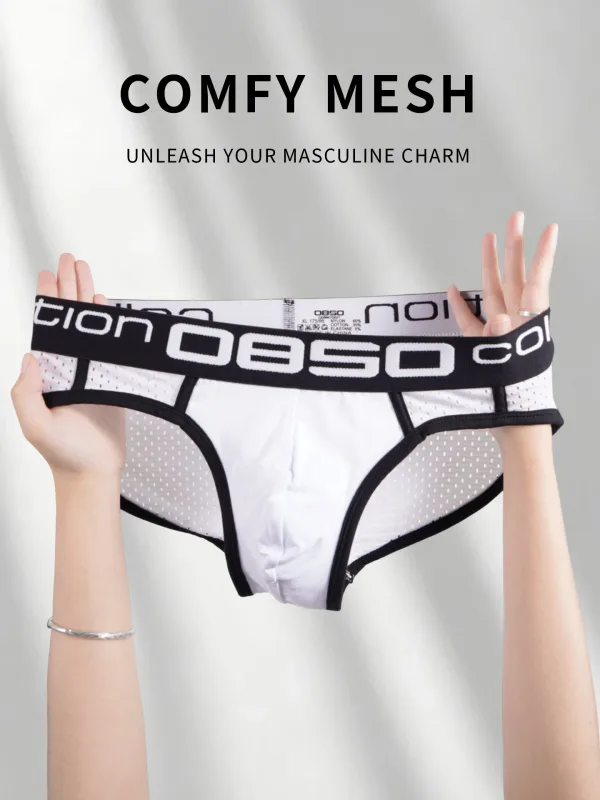 Men's PUMP! Mesh Briefs U Convex Pouch Elastic Waistband Breathable Quick Dry Sport Underwear