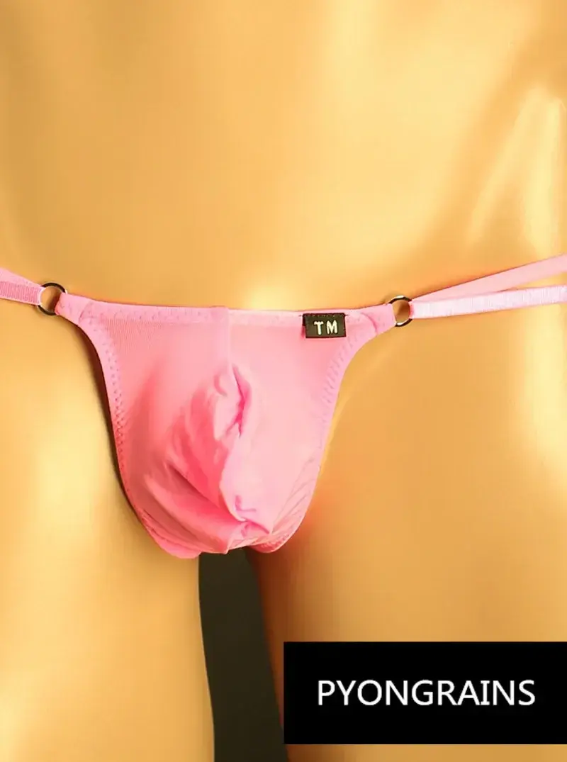 Men Adjustable Metal O-Ring Double Thin Strap Bikini Briefs Low Rise Silky Ice Silk 3D U Convex Pouch Sexy Male Underwear — image 11