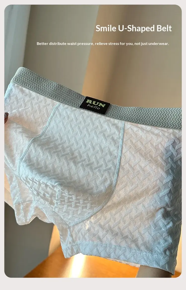 Men's Ice-Silk Jacquard Boxer Briefs: Cooling, Breathable, Mid-Rise, Boxer Shorts—comfortable and Simple Style for Young Men — image 4